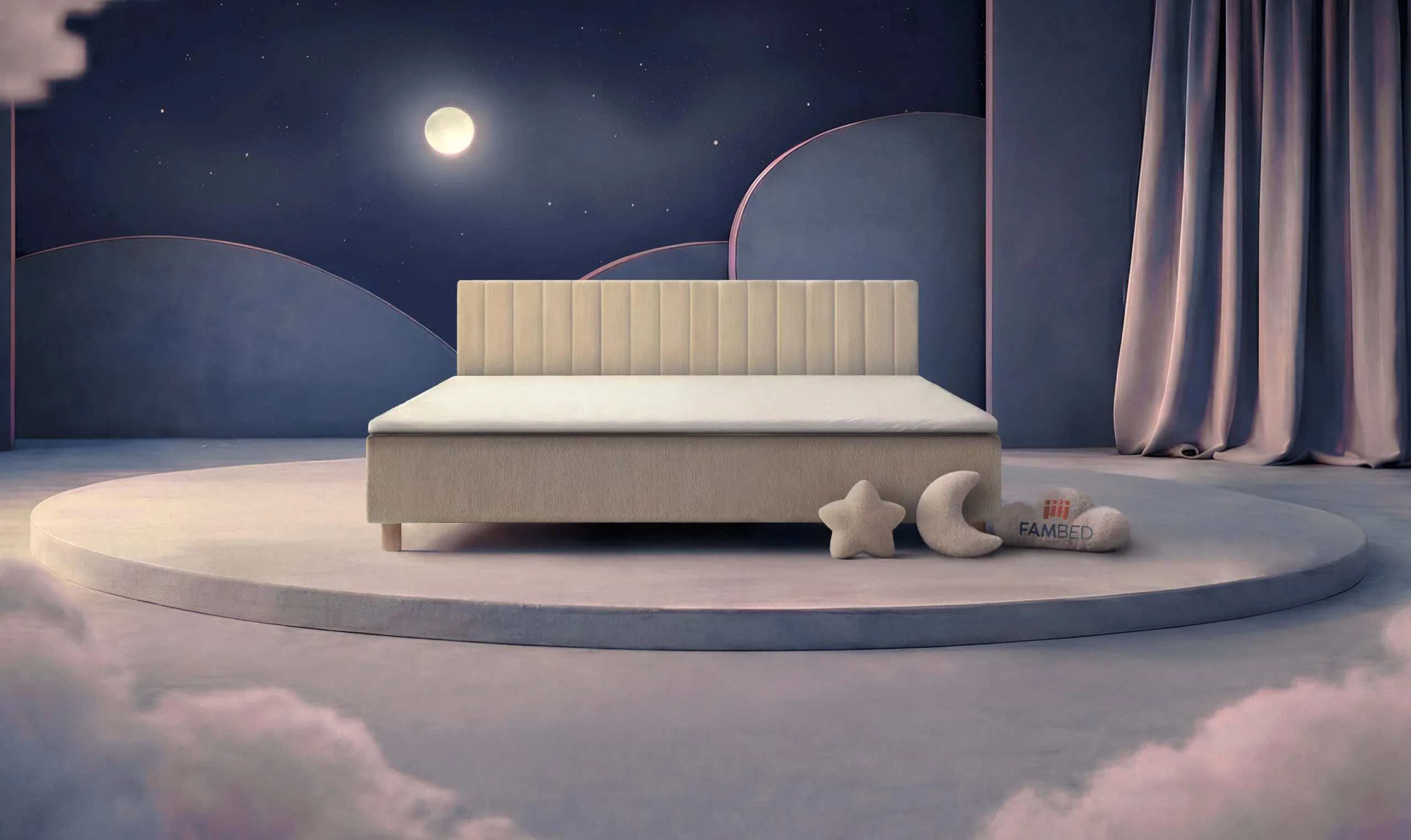 FAMBED® rodinná postel o šířce 240 cm, pohled šikmo zepředu