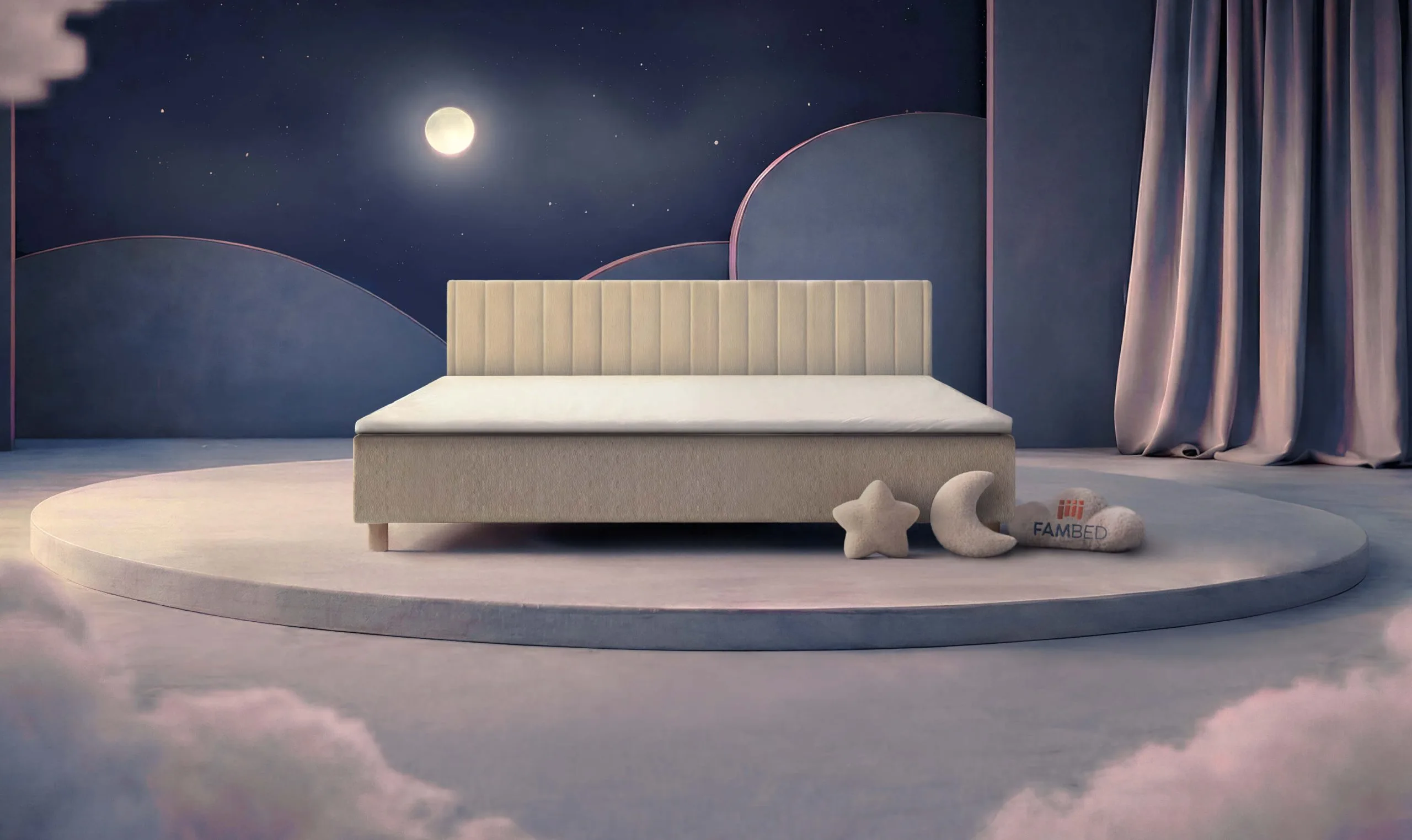 FAMBED® rodinná postel o šířce 250 cm, pohled šikmo zepředu