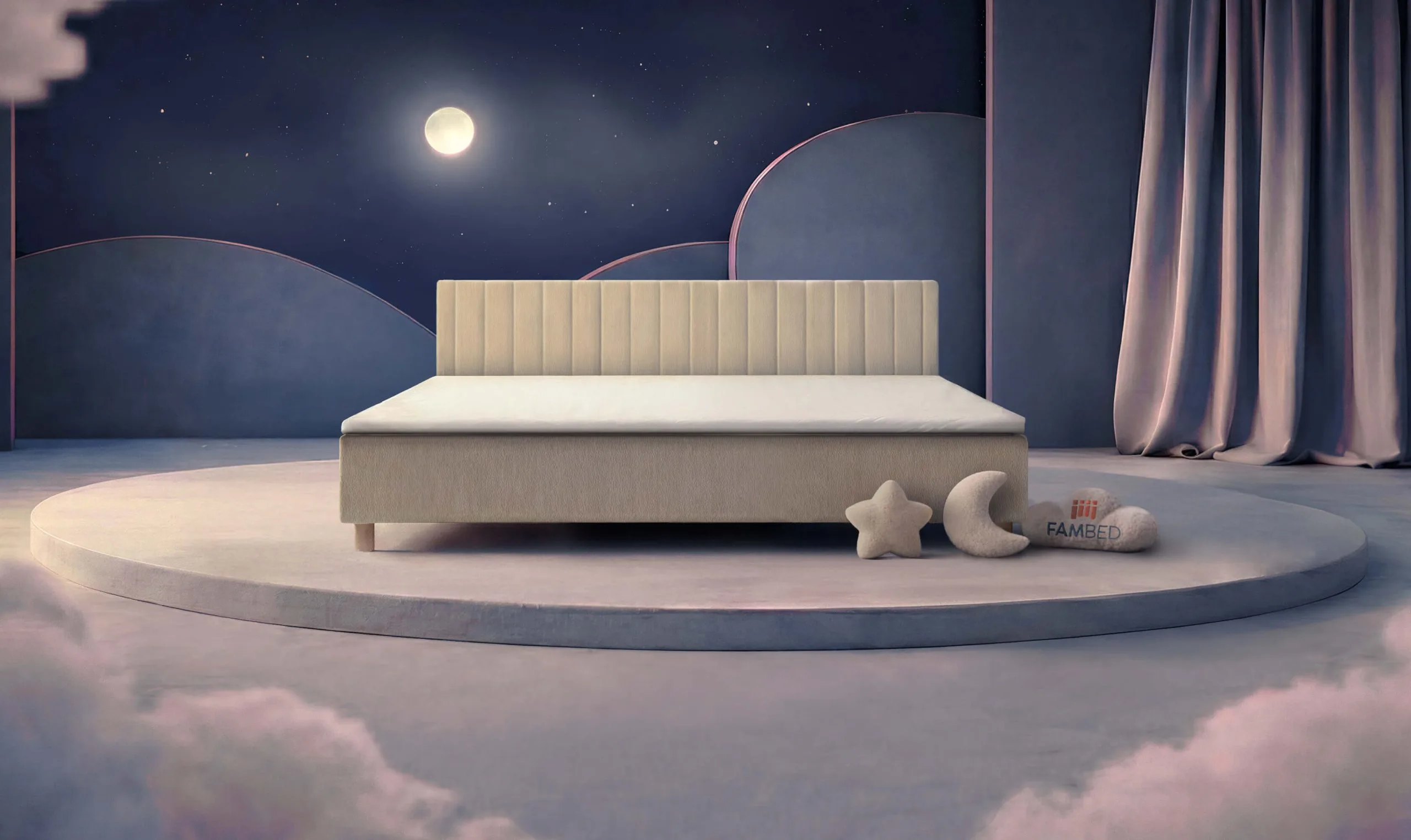 FAMBED® rodinná postel o šířce 260 cm, pohled šikmo zepředu