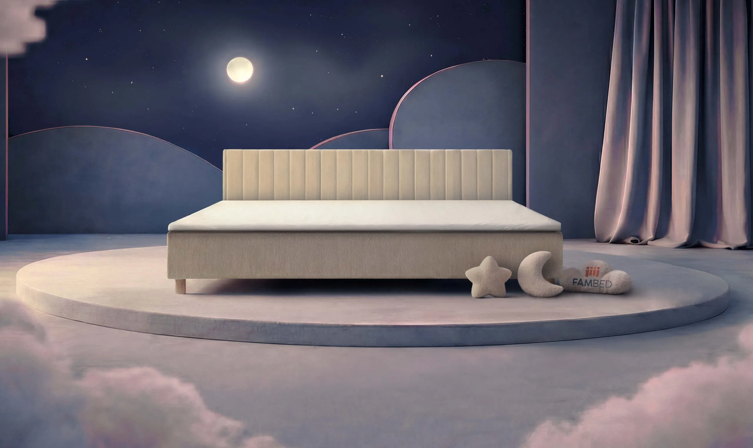 FAMBED® rodinná postel o šířce 280 cm, pohled šikmo zepředu