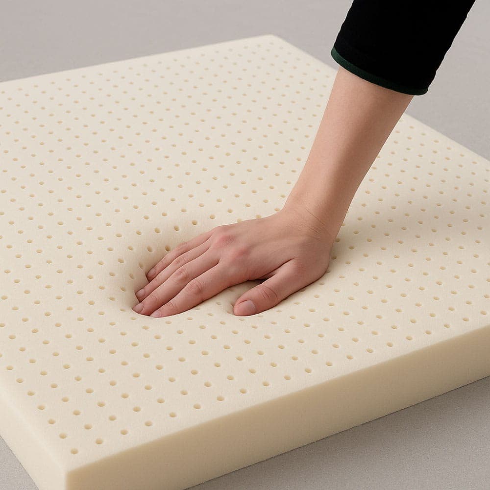 Detail perforovaného jádra z přírodního latexu v topperu FamBed